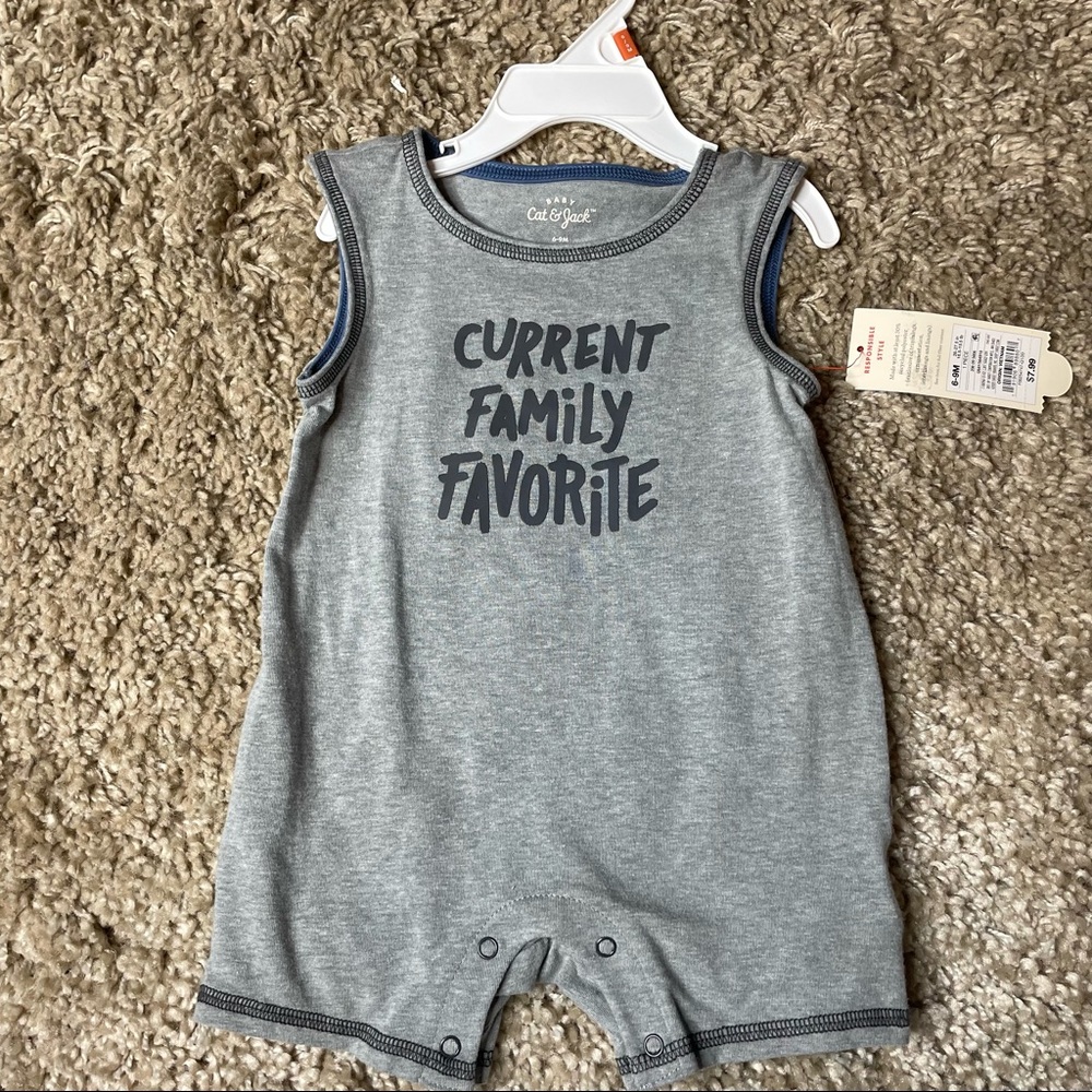 Cat & Jack Sleeveless Short Rompers Baby 6-9M Set of 2